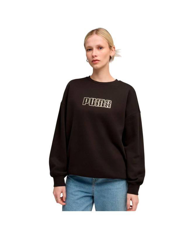 Sweat Puma Maximal Metallic Oversized Crew FL...