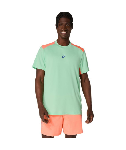 T-shirt de Pádel ASICS Padel Court Ss Haut Homme Vert/Corail T-shirt de Pádel ASICS Padel Court Ss Haut Homme Vert/Corail