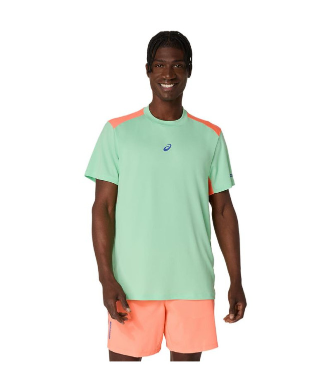 Camiseta de Pádel ASICS Padel Court Ss Top Hombre Verde/Coral