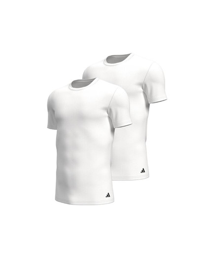 Camiseta Adidas Ss Crew 2P Active Flex Cotton Hombre Blanco