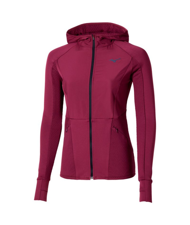 Casaco de Running Mizuno Active Warm Hybrid Fz Hd Ls Mulher Roxo