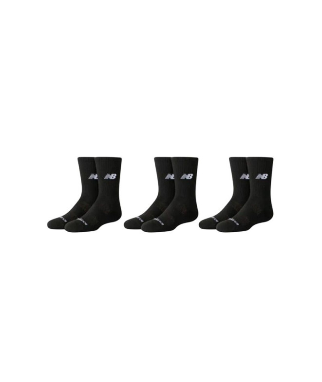 Meias New Balance Juventude Daily Essentials Cushion Crew 3 Pack Preto