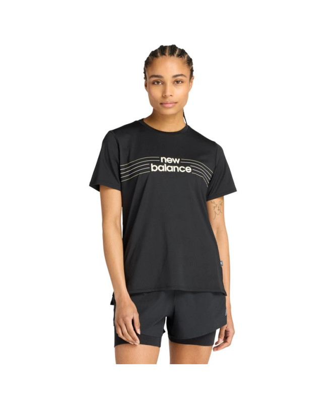 Camiseta New Balance Linear Performance Mulher Preto