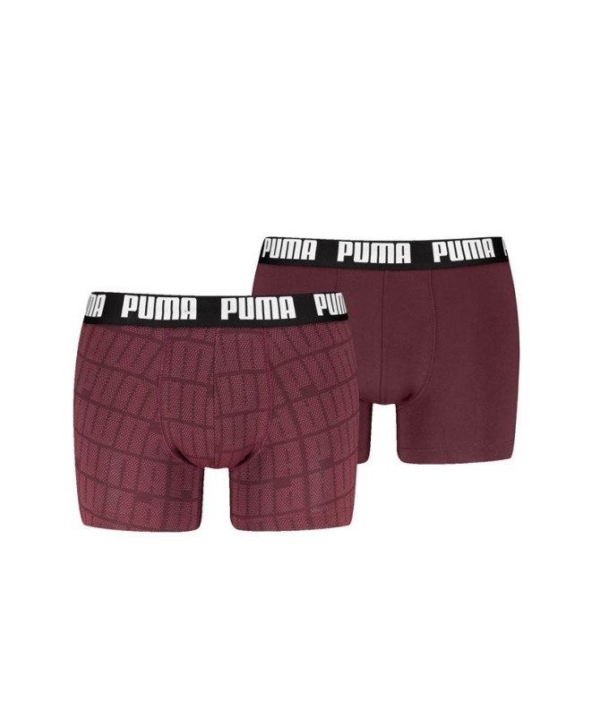 Slip Puma Men Logo Print Boxers 2P Homme Bordeaux
