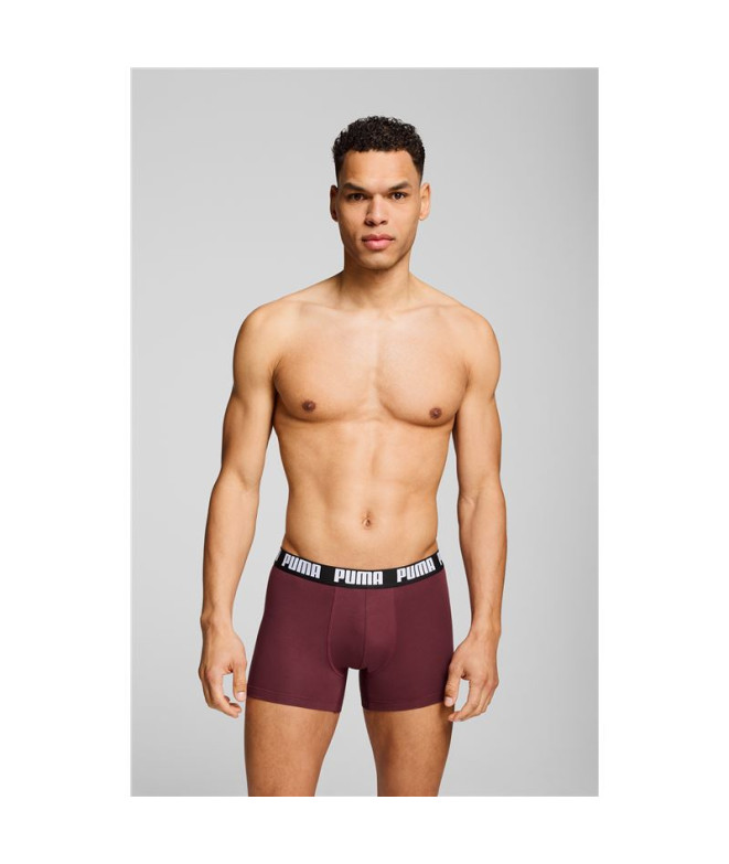 Slip Puma Men Logo Print Boxers 2P Homme Bordeaux