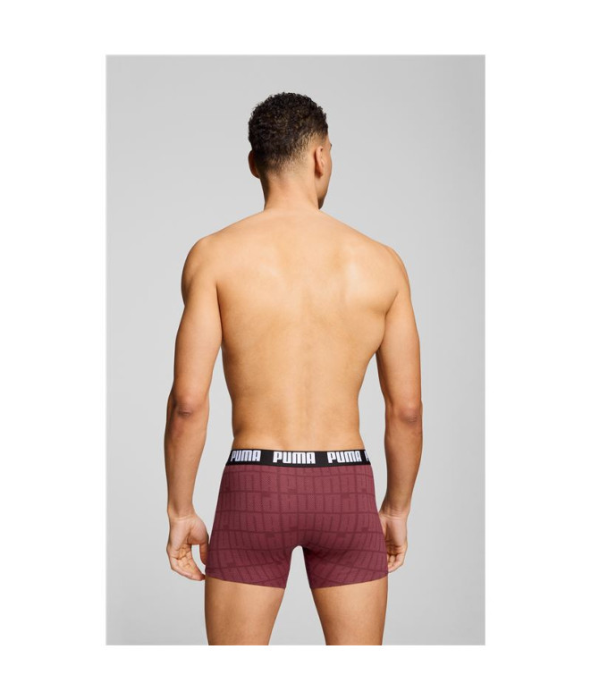 Slip Puma Men Logo Print Boxers 2P Homme Bordeaux