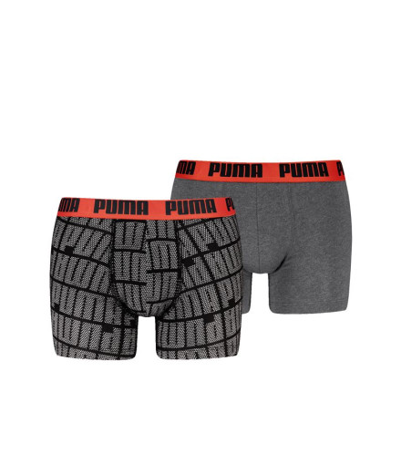 Cuecas Puma Men Logo Print Boxers 2P Homem Preto/Vermelho