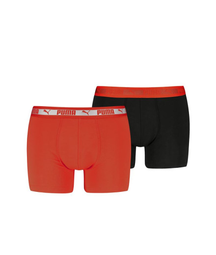 Slip Puma Men Chromatic Waistband Boxers 2P Homme Rouge/Noir Slip Puma Men Chromatic Waistband Boxers 2P Homme Rouge/Noir