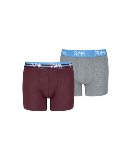 Slip Puma Garçons Script Logo Boxers 2P Enfant Grenat