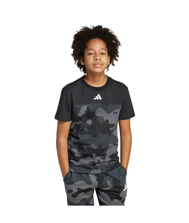 T-shirt adidas Camo Enfant Noir/Blanc