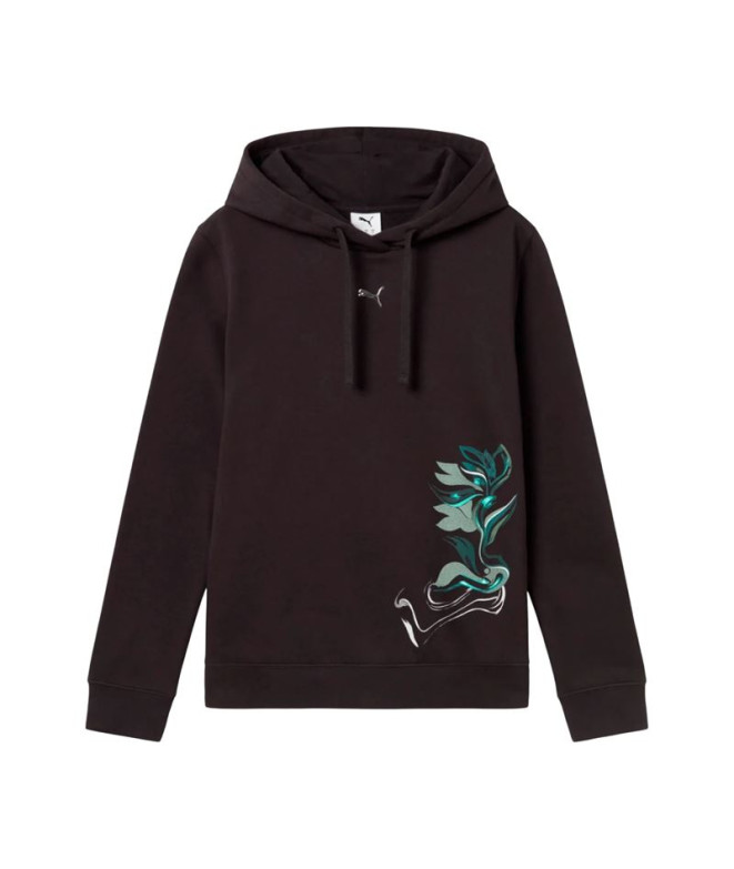 Moletom Puma Flower Graphic Hoodi Black Mulher