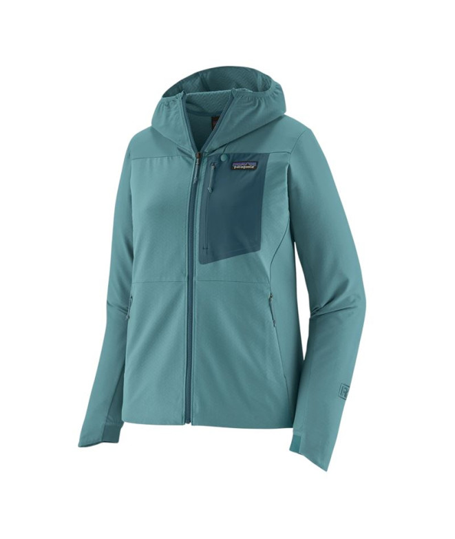 Chaqueta Patagonia R1 CrossStrata Hoody Mujer Azul