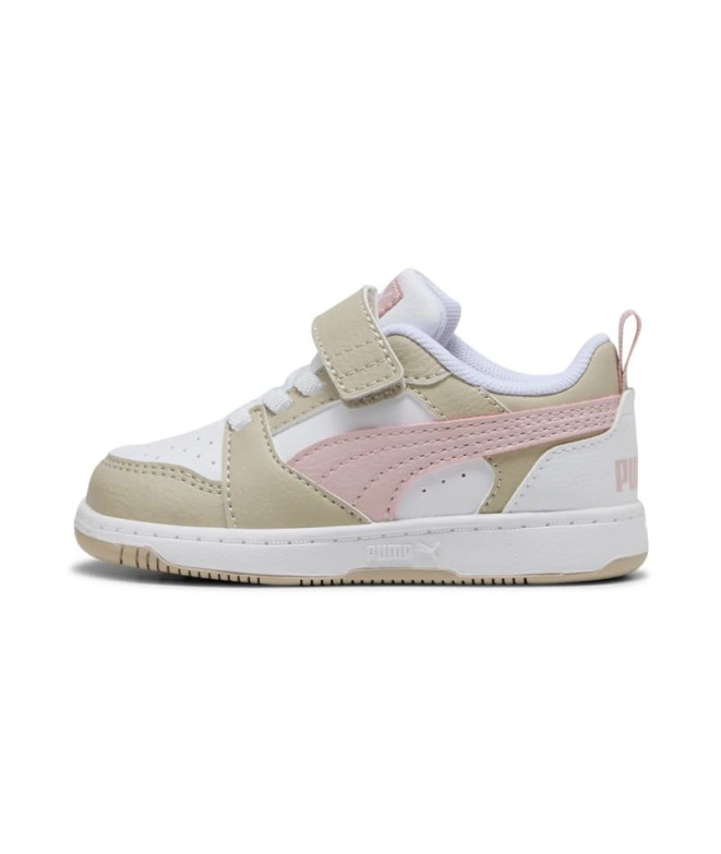 Zapatillas Puma Rebound V6 Lo A, White-Mauv, Bebés