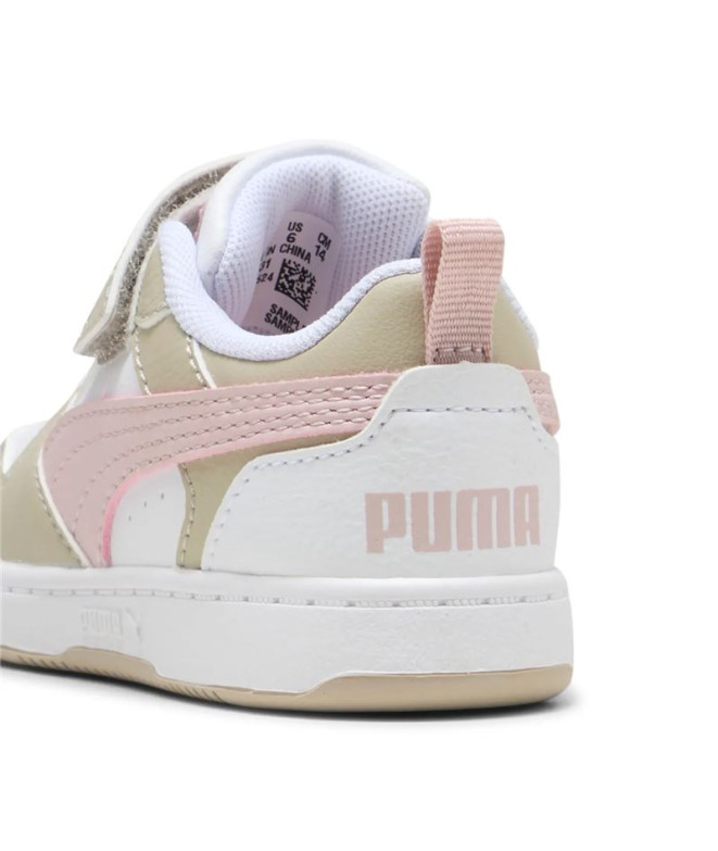 Zapatillas Puma Rebound V6 Lo A, White-Mauv, Bebés