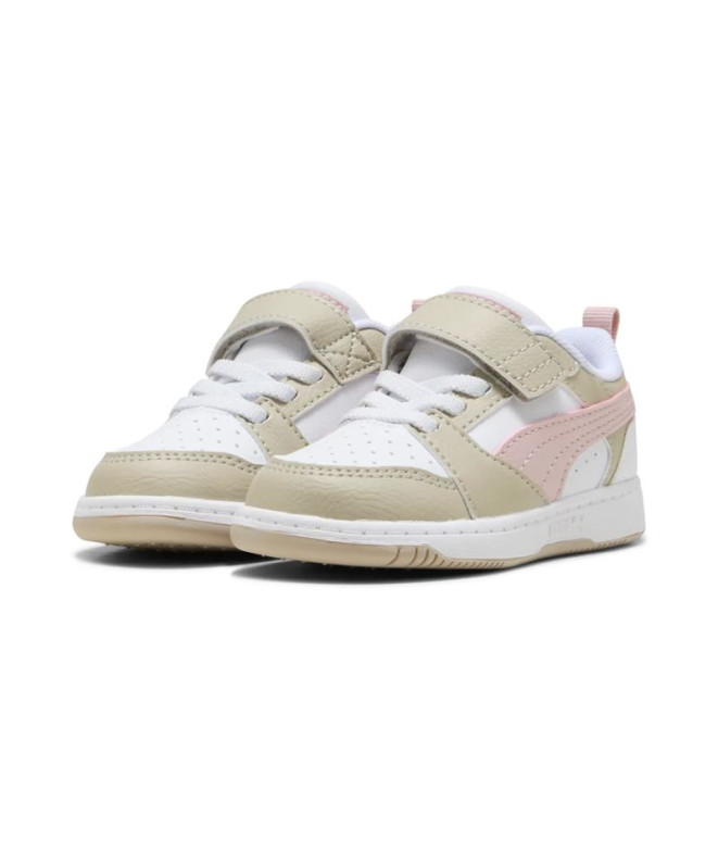 Zapatillas Puma Rebound V6 Lo A, White-Mauv, Bebés
