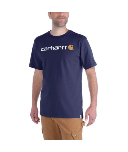 Camiseta Carhartt Core Logo T-Shirt S/S Homem Marinho Camiseta Carhartt Core Logo T-Shirt S/S Homem Marinho