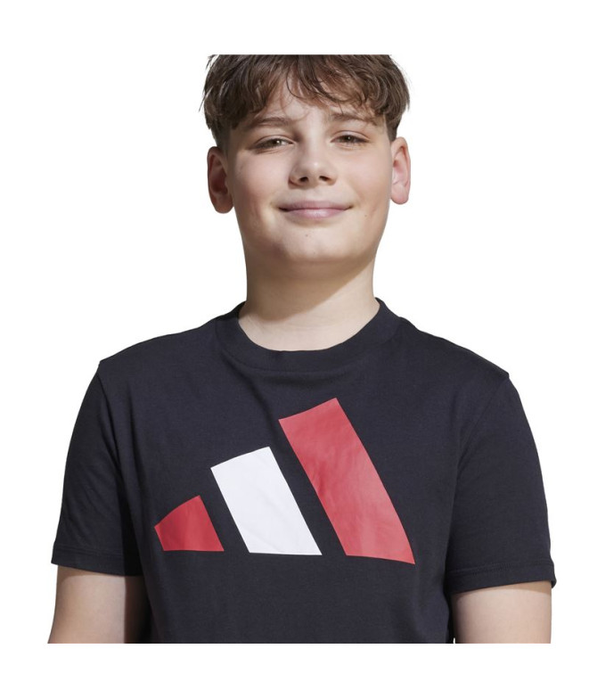 Camiseta adidas Big Logo 160 Infantil Negro/Rojo