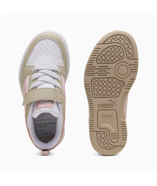 Chaussures Puma Rebound V6 Low Enfant Blanc/Beige