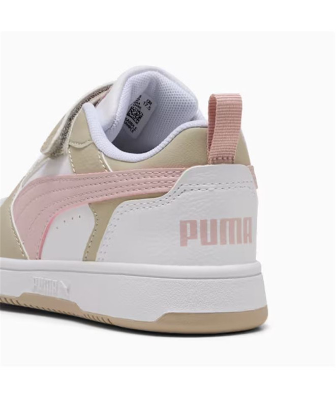 Chaussures Puma Rebound V6 Low Enfant Blanc/Beige