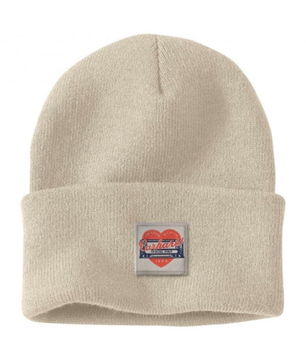 Boné Carhartt Knit Heart Patch Beanie Mulher Bege