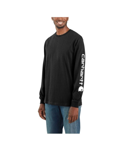 Camiseta Carhartt Sleeve Logo T-Shirt L/S Homem Preto Camiseta Carhartt Sleeve Logo T-Shirt L/S Homem Preto