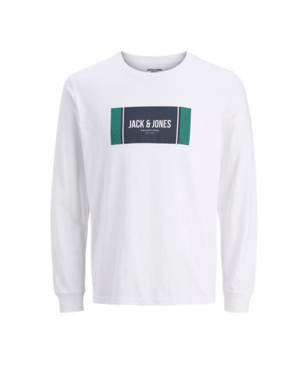 Camiseta Jack and Jones Jjhayato Ls Crew Homem Branco Camiseta Jack and Jones Jjhayato Ls Crew Homem Branco