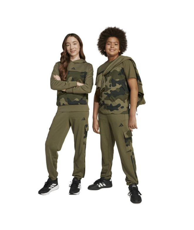 Calça adidas Camo 3S Cgo P Infantil Verde Escuro