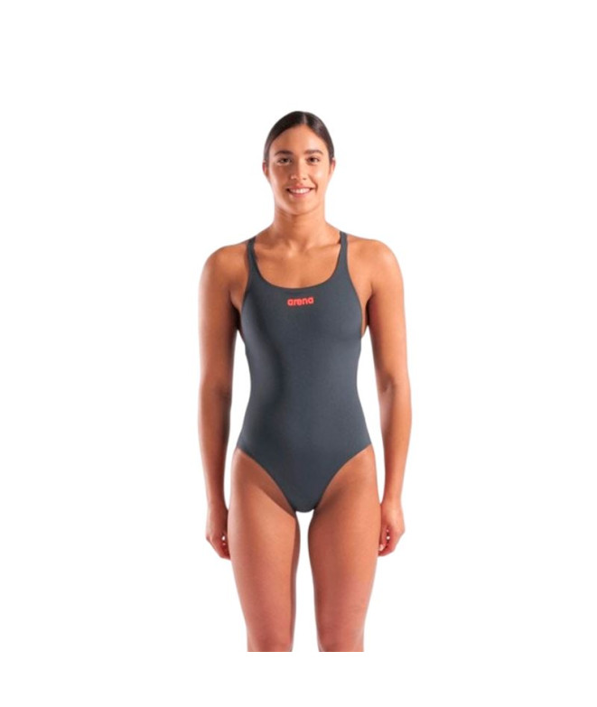 Bañador Arena Team Swimsuit Swim Mujer Gris/Coral