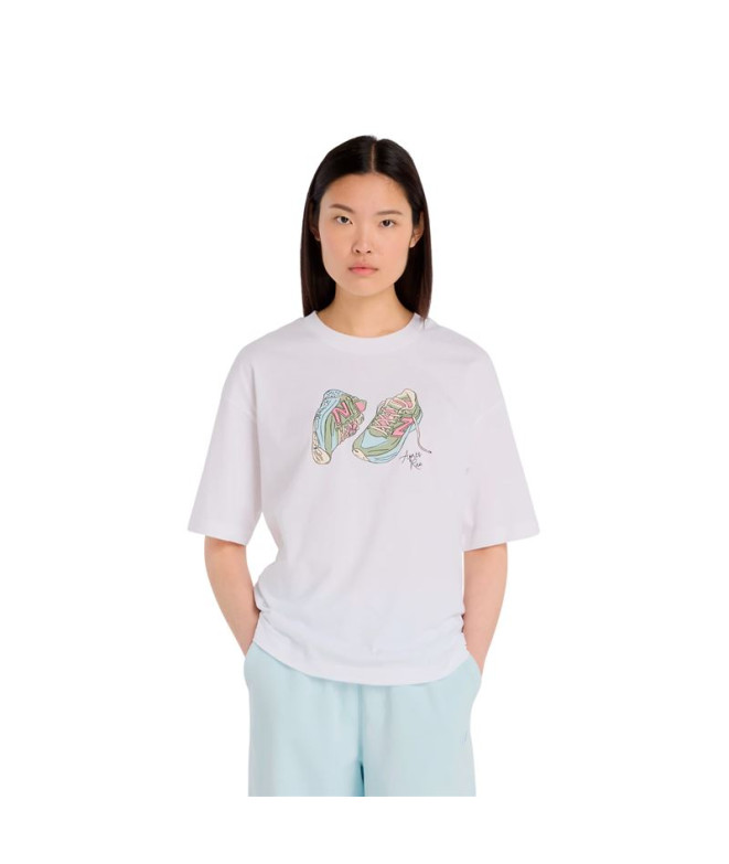 Camiseta New Balance Apres Run Shoe White Mulher