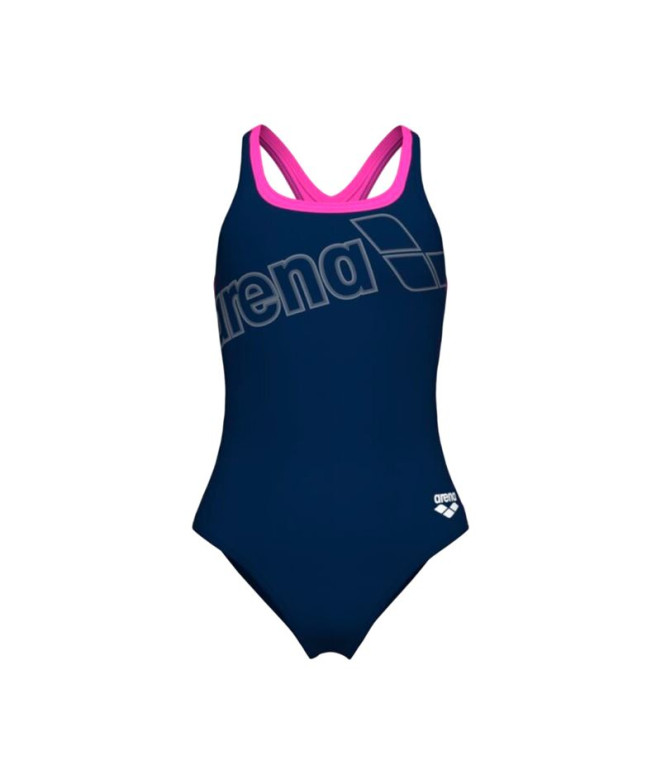 Bañador Arena Logo Swimsuit Niña Azul Oscuro/Coral