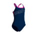 Bañador Arena Logo Swimsuit Niña Azul Oscuro/Coral