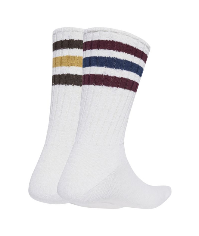 Meias adidas 3 Bandas Rib Cr S 2P Branco/Marrom