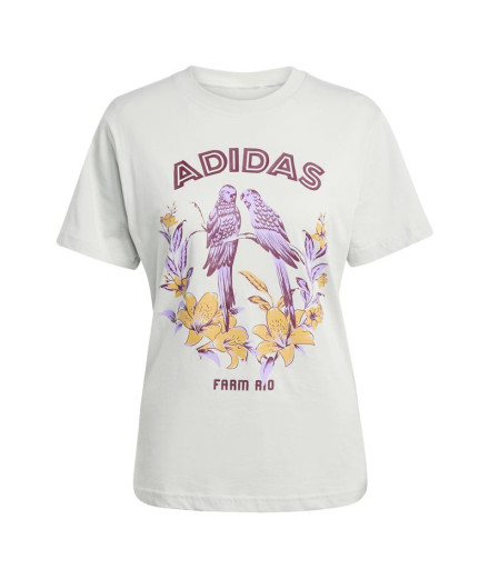 Camiseta de Fitness adidas Farm Gfx Tee 2 Mulher Cinza Camiseta de Fitness adidas Farm Gfx Tee 2 Mulher Cinza