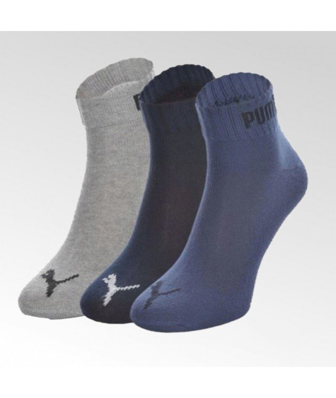 Chaussettes Puma Quarter-V 3P Marine/Gris/Bleu