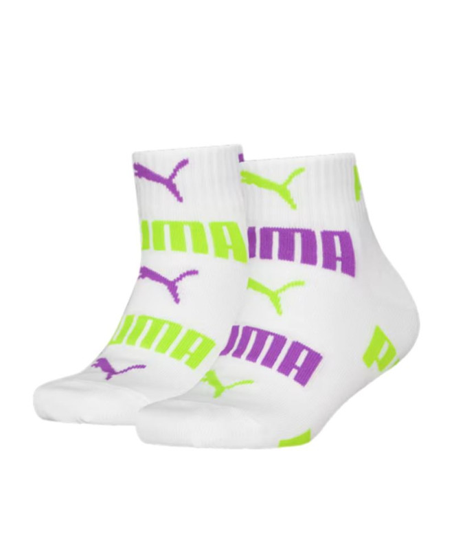 Chaussettes Puma Logo Aop Quarter 2P Enfant Blanc
