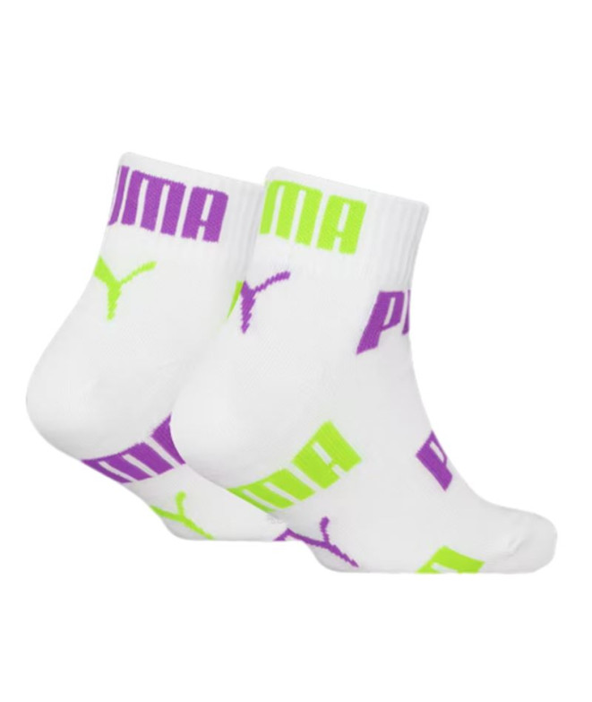 Meias Puma Logo Aop Quarter 2P Infantil Branco