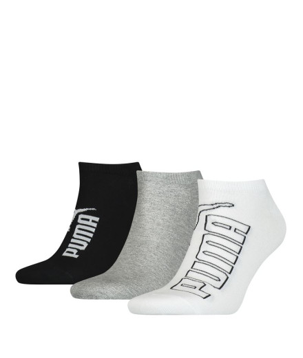 Meias Puma Graphic Sneaker 3P Branco/Cinza/Preto