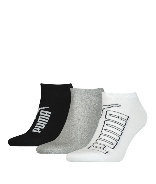 Meias Puma Graphic Sneaker 3P Branco/Cinza/Preto