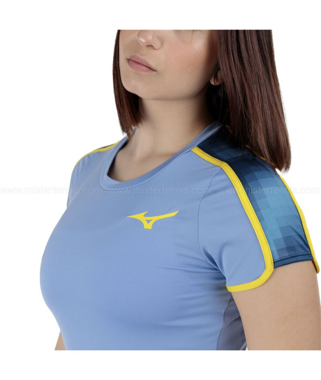 Camiseta De Tênis Mizuno Frontier Tee Mulher Azul