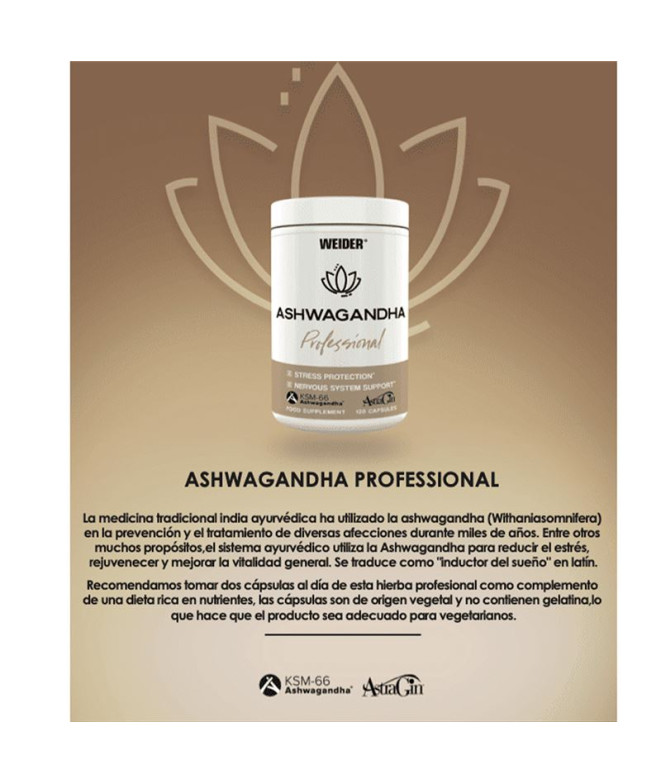 Capsules Weider Ashwagandha Professional 120 Caps