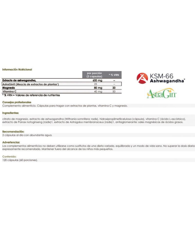 Cápsulas Weider Ashwagandha Professional 120 Caps