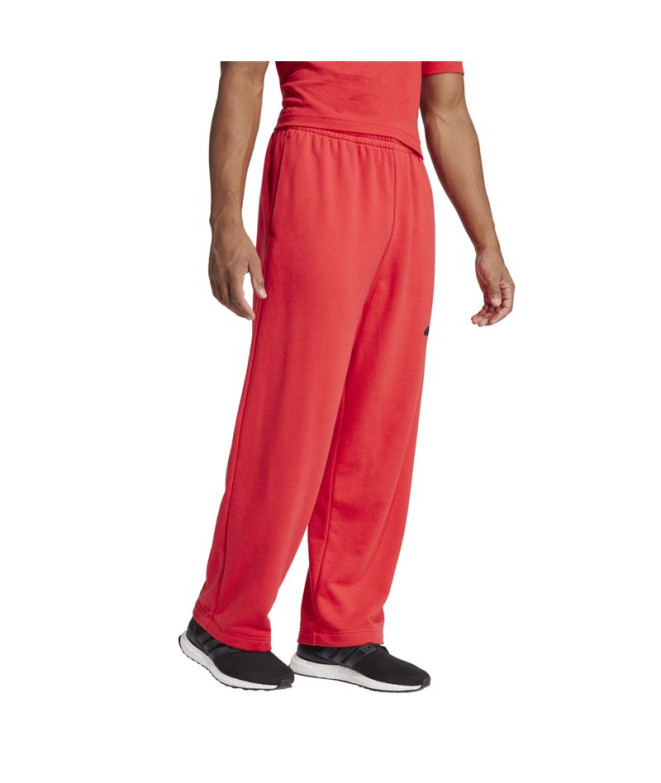 Calça adidas Wide French Terry Homem Rubpur/Preto