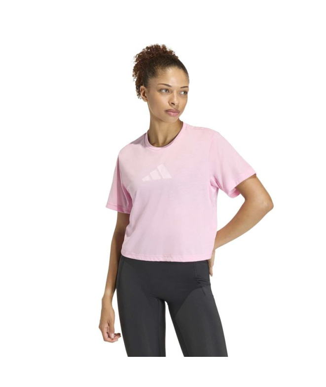 Camiseta de Fitness adidas We Big Logo Mulher Rosa