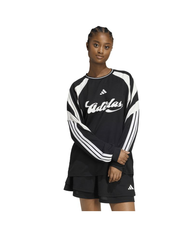 Camiseta adidas Her Ls Mulher Preto/Branco