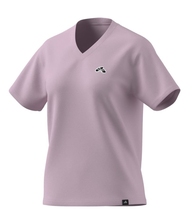 Camiseta adidas Slide Vneck Mulher Rosa