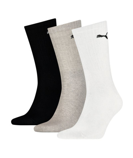 Meias Puma Crew 3P Branco-Preto-Cinza