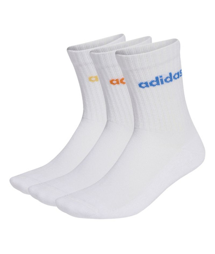 Meias adidas Linear Crew 3P Branco/Napu/Semiic/Azul
