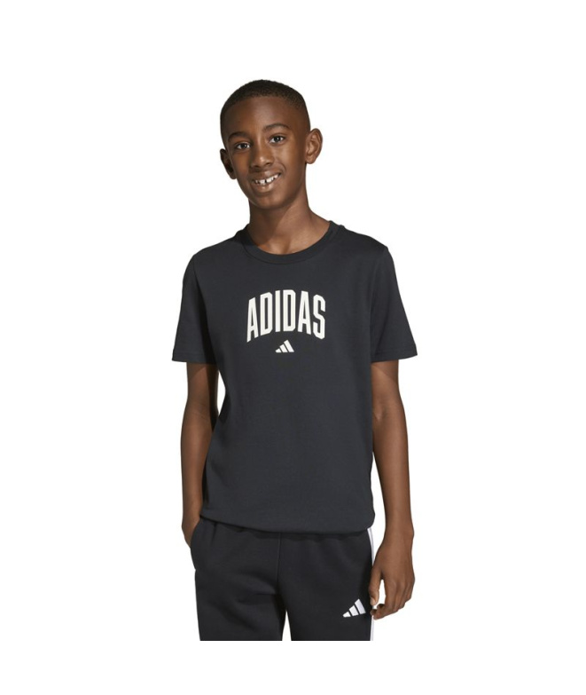 Camiseta adidas Colleg Infantil Preto/Branco