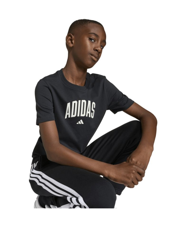 Camiseta adidas Colleg Infantil Preto/Branco