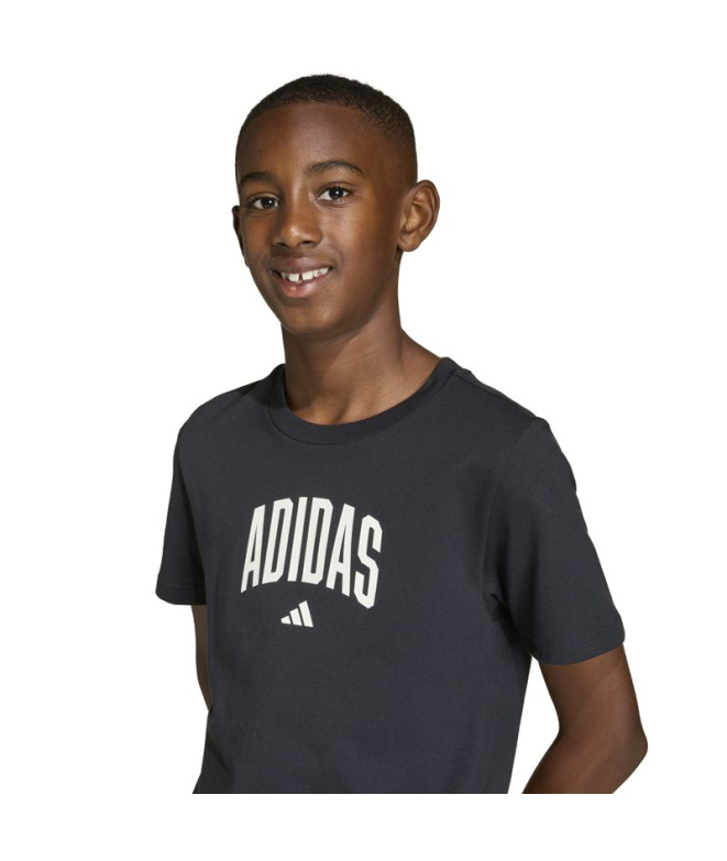Camiseta adidas Colleg Infantil Preto/Branco